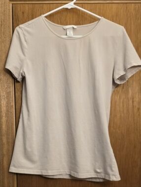 H&M Short-Sleeve Crewneck Top - Light Beige